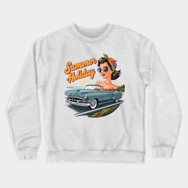 Holiday Cabrio Ride Lifestyle 1950`s 1960er`s Crewneck Sweatshirt by Macphisto Shirts